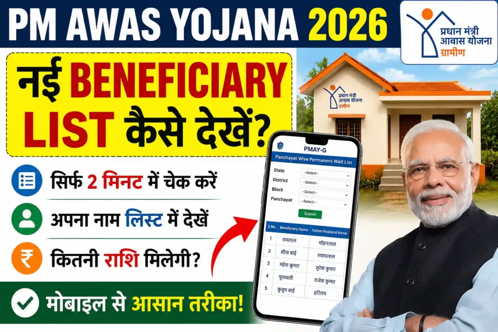 PM Awas Yojana 2026: नई Beneficiary List कैसे देखें? पूरी जानकारी